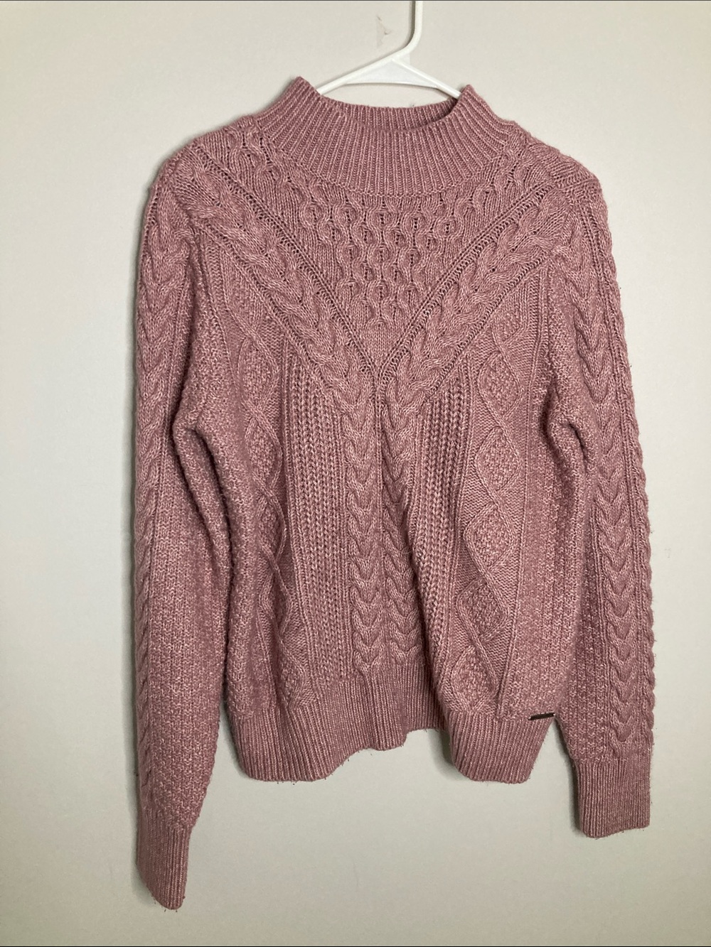 Abercrombie & Fitch Rose Cable Knit Turtleneck Sweater